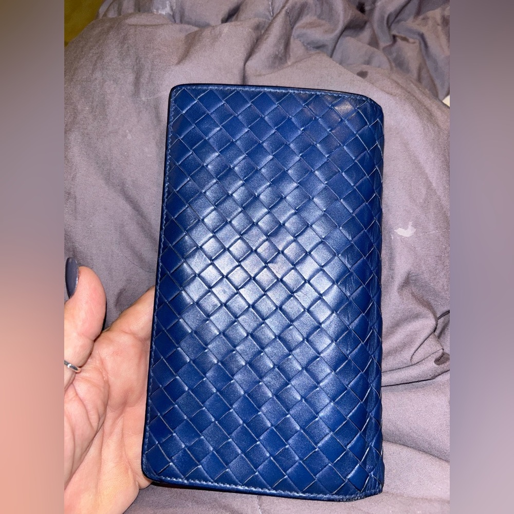 Bottega Veneta beautiful sky blue large long wallet